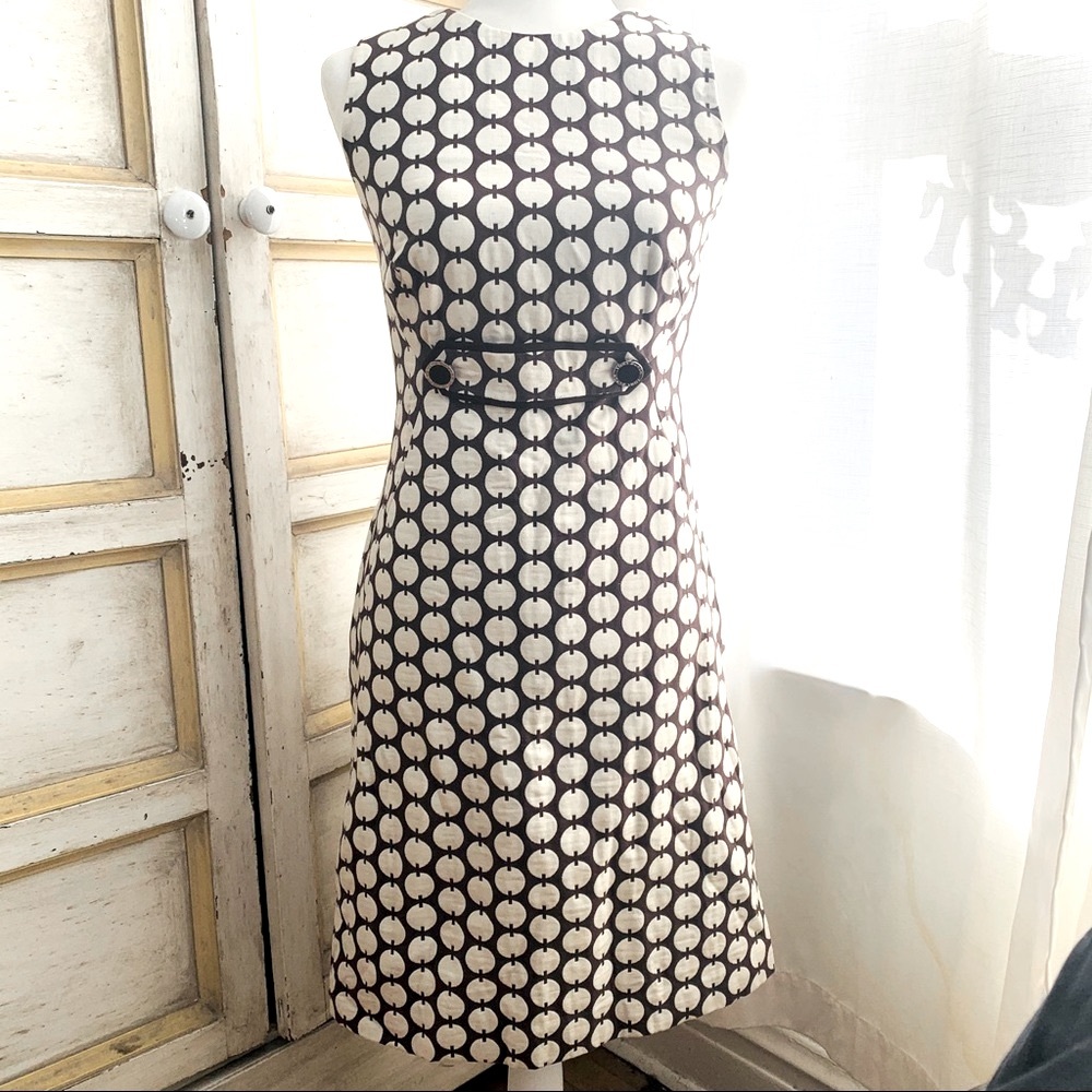 TORY BURCH Geometric Print Belted Sleeveless Dress